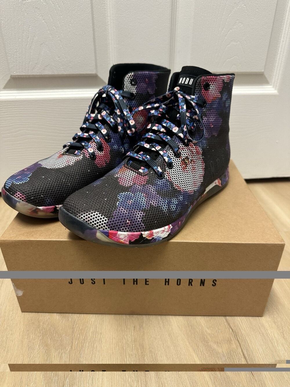 NOBULL High-Top SuperFabric Trainers – Neon Floral "Night Bloom" Size 12 Rare